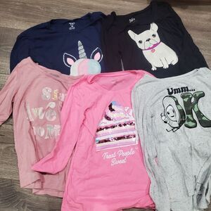 Girls Long Sleeve Shirts Size 10 Long Sleeve Tees 5 Pieces